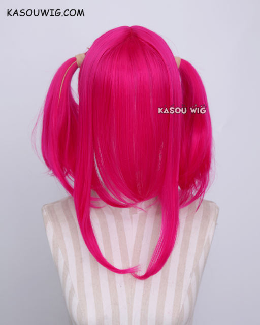 M-2 / KA038 ┇ 50CM / 19.7" Raspberry rose  pigtails base wig with long bangs.