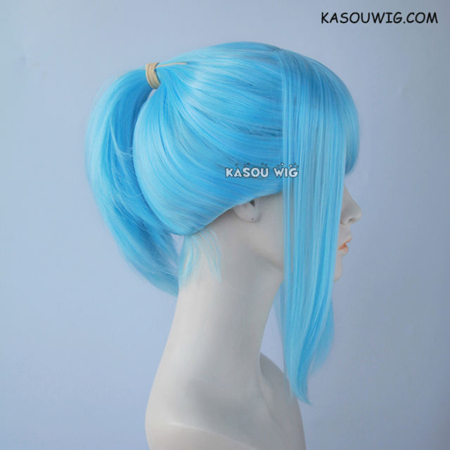 S-3 / KA046 light blue ponytail base wig with long bangs.