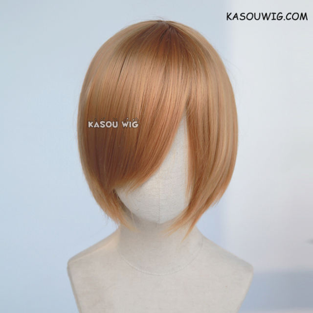 S-2 / KA018 ginger orange short bob smooth cosplay wig with long bangs