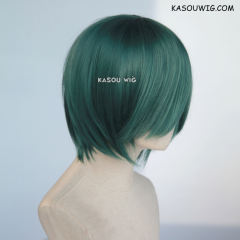S-2 / KA065 dark olive green short bob smooth cosplay wig with long bangs