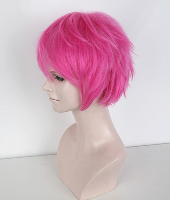 Saiki Kusuo no Sai Nan Saiki Kusuo S-1 / KA035 >>31cm / 12.2" short deep pink layered wig, easy to style,Hiperlon fiber