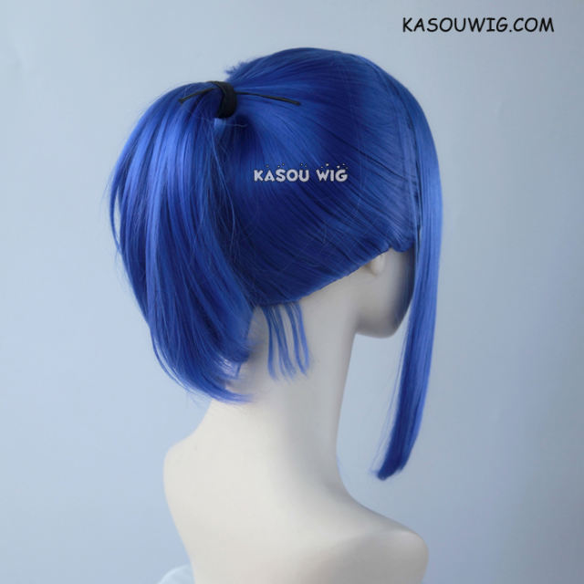 S-3 / KA050 royal blue ponytail base wig with long bangs.