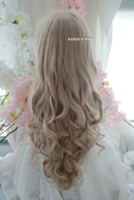 L-1 / KA015 ash blonde 75cm long curly wig . Hiperlon fiber