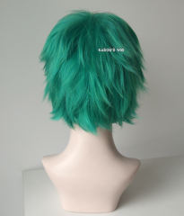 S-1 / KA062>>31cm / 12.2" short emerald green layered wig, easy to style,Hiperlon fiber