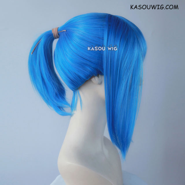 S-3 / KA048 Dodger Blue  ponytail base wig with long bangs.