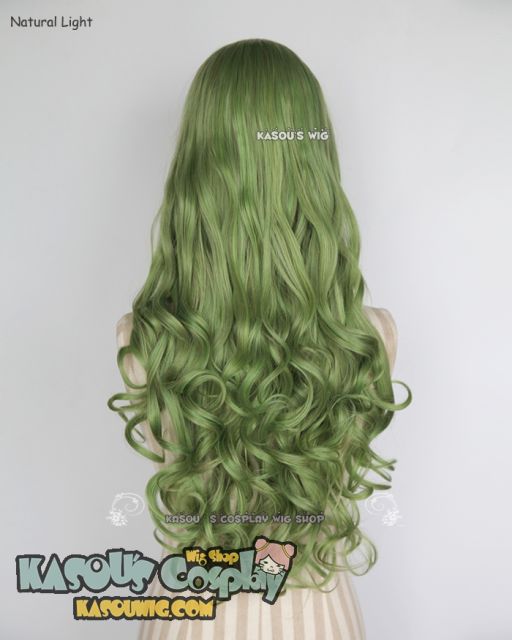 L-1 / KA061 moss green 75cm long curly wig . Hiperlon fiber