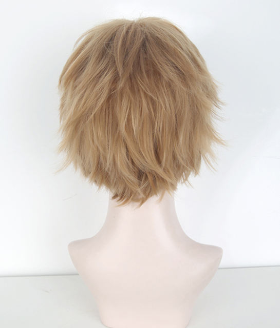 S-1 / KA017 >>31cm / 12.2" short dark natural blonde ayered wig, easy to style,Hiperlon fiber
