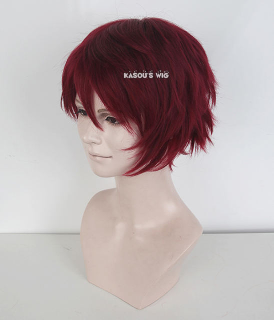 S-1 / KA043>>31cm / 12.2" short Carmine red layered wig, easy to style,Hiperlon fiber