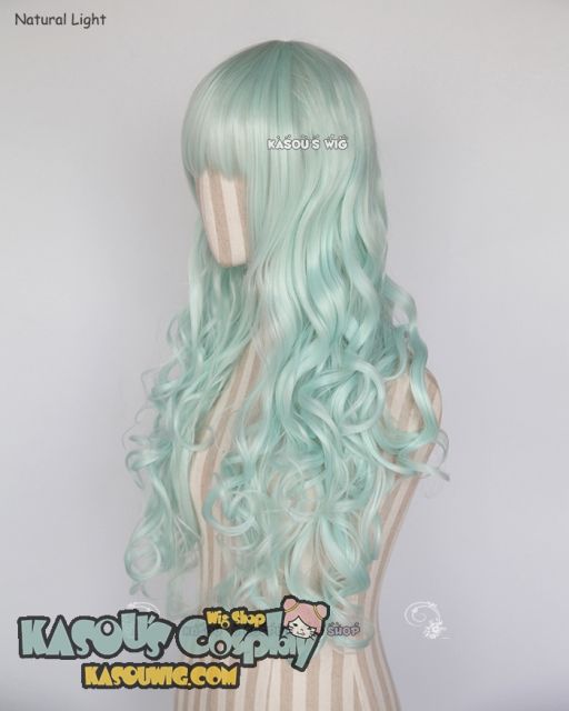L-1 / SP16  mint green 75cm long curly wig . Tangle Resistant fiber .