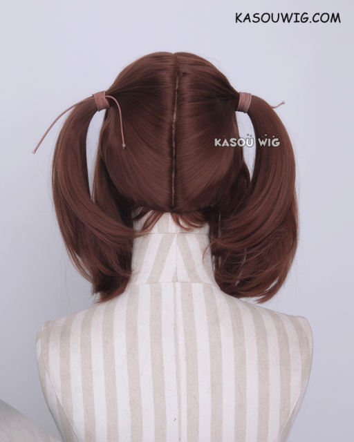 M-2/ KA026 ┇ 50CM / 19.7" Walnut Brown  pigtails base wig with long bangs.