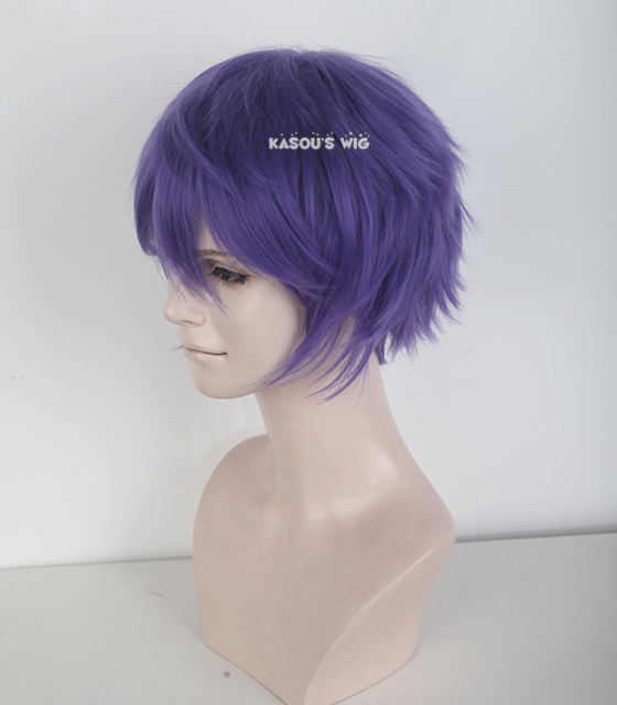 S-1 / KA057>>31cm / 12.2" short cool purple layered wig, easy to style,Hiperlon fiber