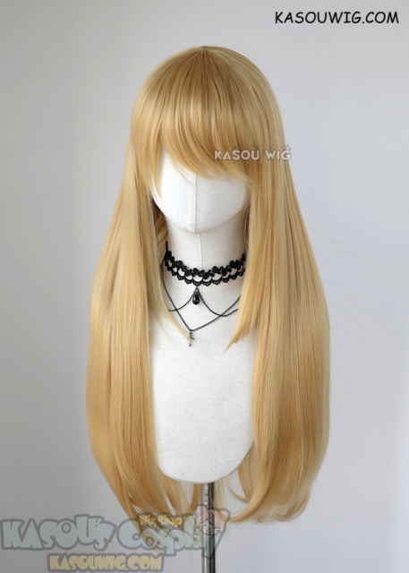 L-2 / KA012 golden blonde 75cm long straight wig . Hiperlon fiber