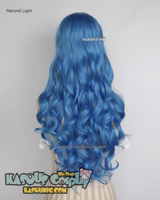 Fairy Tail Juvia Lockser L-1 / KA048 dodger blue 75cm long curly wig . Hiperlon fiber