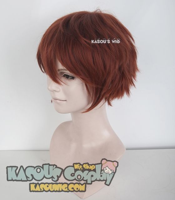 S-1 / KA044>>31cm / 12.2" short Burnt umber red layered wig, easy to style,Hiperlon fiber