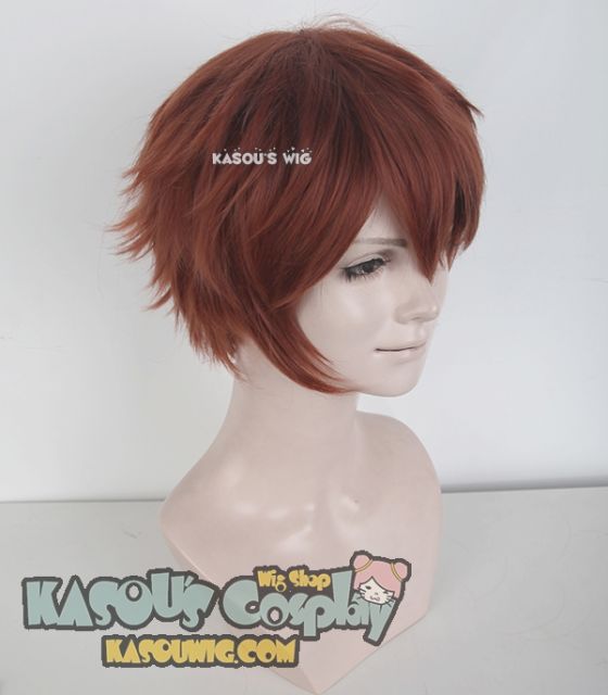 S-1 / KA044>>31cm / 12.2" short Burnt umber red layered wig, easy to style,Hiperlon fiber