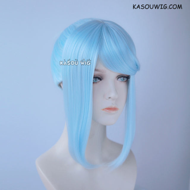 S-3 / KA045 Light Cyan ponytail base wig with long bangs.