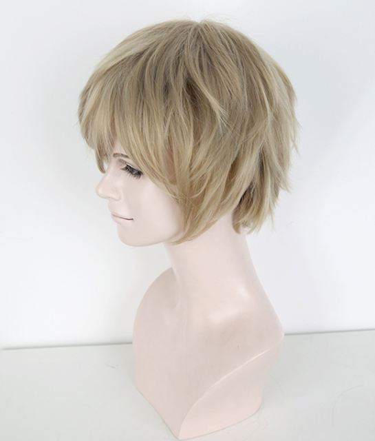 S-1 / KA016 >>31cm / 12.2" short tanned blonde layered wig, easy to style,Hiperlon fiber