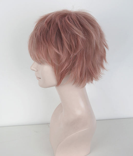 S-1 / KA037 >>31cm / 12.2" short dusty pink layered wig, easy to style,Hiperlon fiber