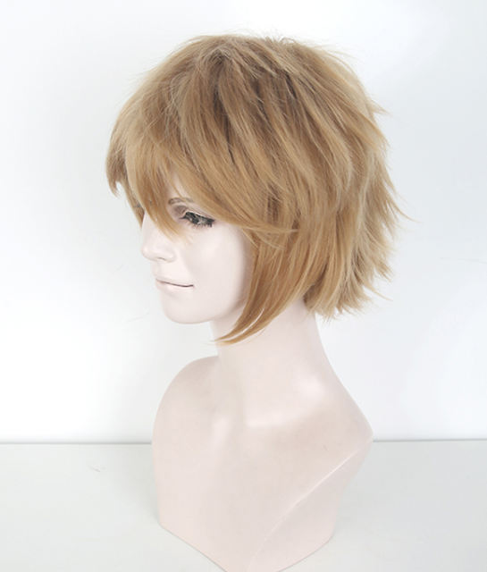 S-1 / KA017 >>31cm / 12.2" short dark natural blonde ayered wig, easy to style,Hiperlon fiber