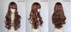 L-1 / KA026 Walnut Brown 75cm long curly wig . Hiperlon fiber