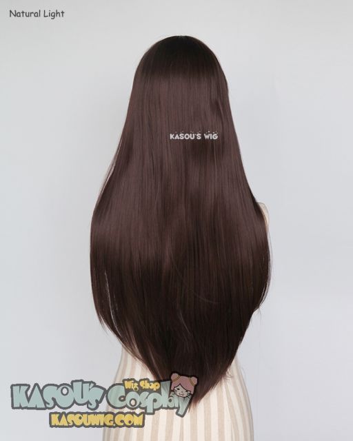 L-2 / SP07  chocolate brown  75cm long straight wig . Tangle Resistant fiber