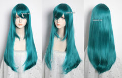 L-2 / KA063 pine green 75cm long straight wig . Hiperlon fiber