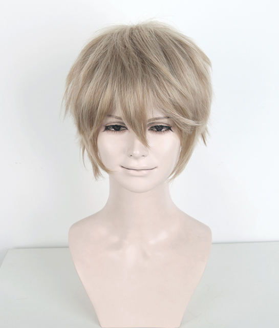 S-1 / KA015 >>31cm / 12.2" short ash blonde layered wig, easy to style,Hiperlon fiber