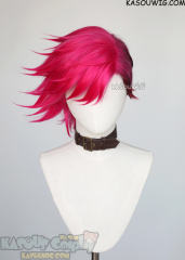 League of Legends Arcane Vi pink red split spiky wig