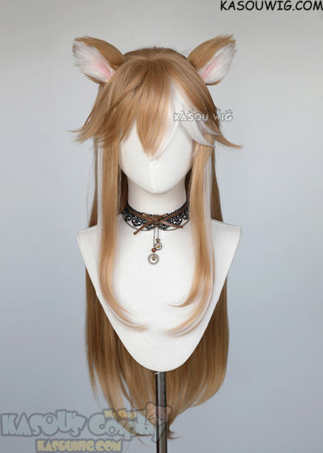 Genshin Impact Ms. Hina 85cm long layered straight wig with white streaks