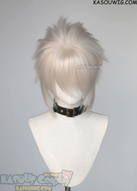 S-5 SP05 31cm/12.2" short pearl white spiky layered cosplay wig