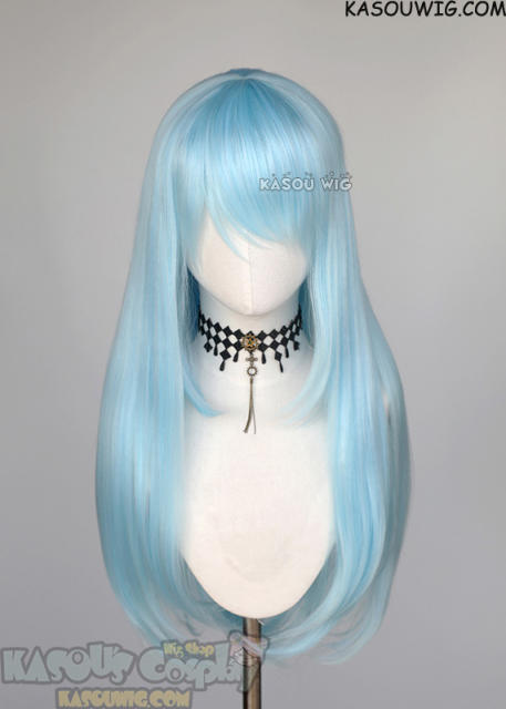 L-2 / KA046 light blue 75cm long straight wig . Hiperlon fiber