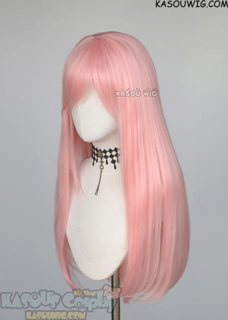 L-2 / SP12 pastel pink 75cm long straight wig . Tangle Resistant fiber