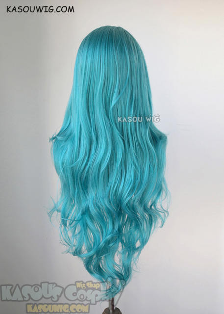L-3 / KA059 teal blue green long layers loose waves cosplay wig