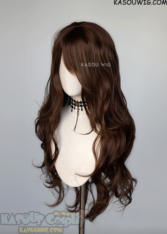 L 3 KA028 Bistre Brown long layers loose waves cosplay wig