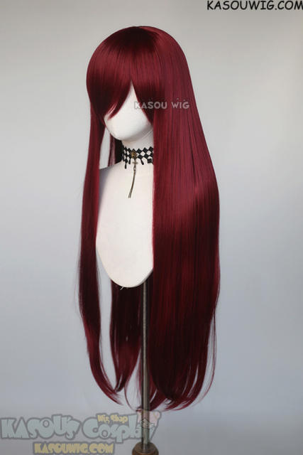 L-4 KA043 100cm/39.5" long carmine red straight versatile wig Fire Emblem Cordeli/Steins Gate Kurisu Makise/Fairy Tail Erza Scarlet