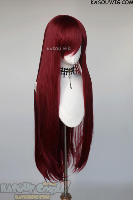 L-4 KA043 100cm/39.5" long carmine red straight versatile wig Fire Emblem Cordeli/Steins Gate Kurisu Makise/Fairy Tail Erza Scarlet