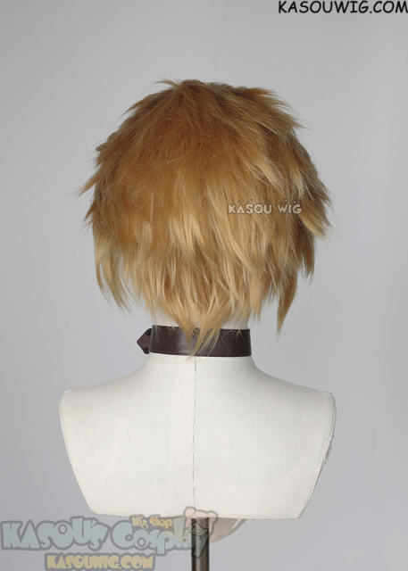 Lace Front>> Golden Blonde all back spiky synthetic cosplay wig LFS-1/KA012