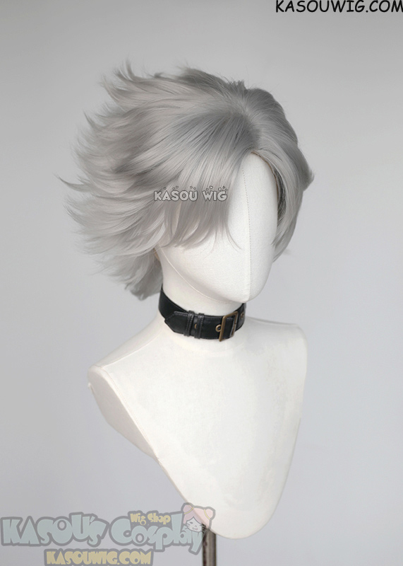 D. Gray man Allen Walker short silver spiky cosplay wig