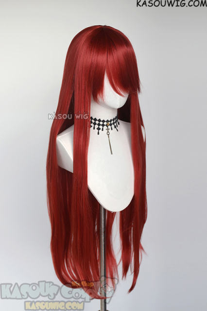 L-4 KA042 100cm/39.5" long straight versatile apple red cosplay wig