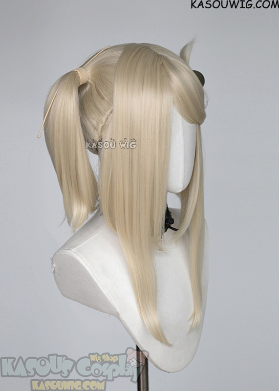 M 2 KA011 light cream blonde pigtails base wig with long bangs