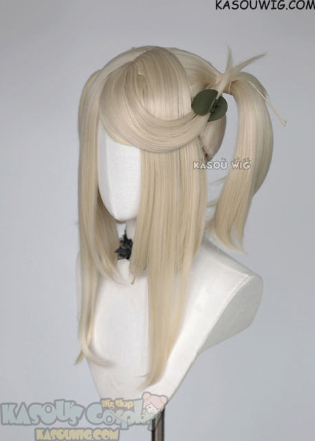 M-2/ SP17 ┇ 50CM / 19.7" light cream blonde pigtails base wig with long bangs.