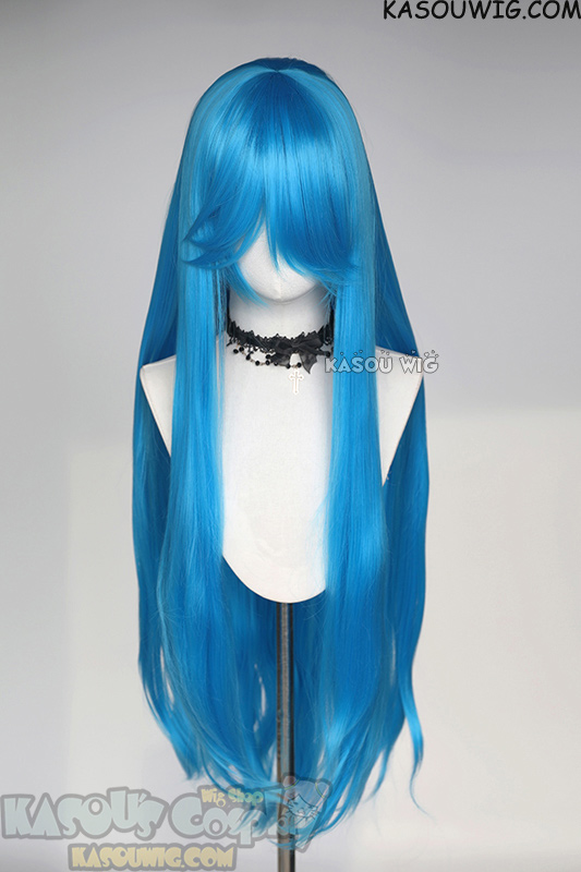 L 4 KA047 100cm 39.5 long straight versatile blue wig