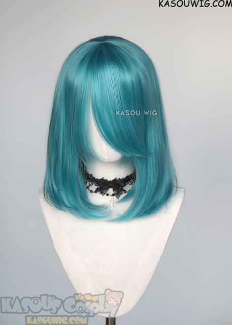 M-1/ KA059 teal blue green bob cosplay wig. shouder length lolita wig suitable for daily use