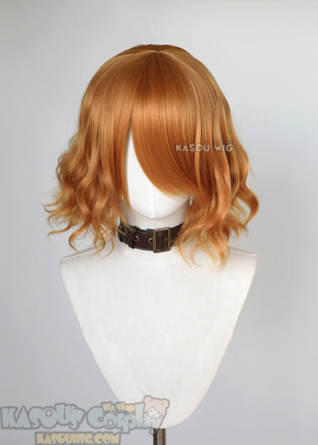 S-4 / KA019 carrot orange loose beach waves lolita wig with bangs 35cm