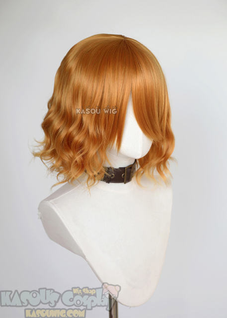 S-4 / KA019 carrot orange loose beach waves lolita wig with bangs 35cm