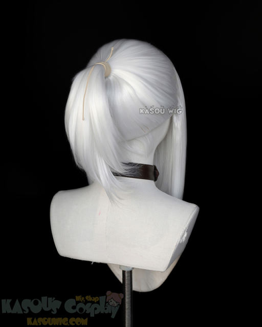 S-3 / KA001 snow white ponytail base wig with long bangs