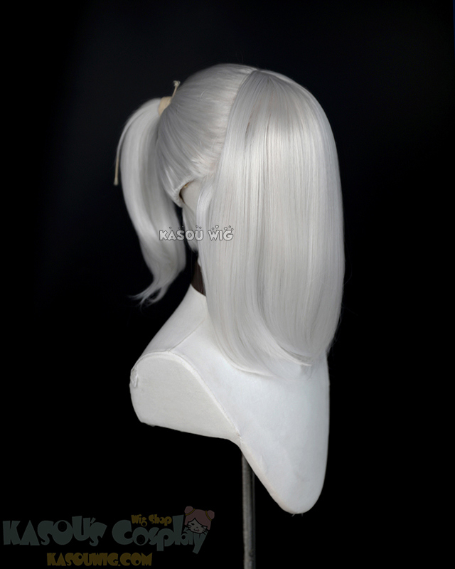 S 3 KA002 silver white ponytail base wig with long bangs