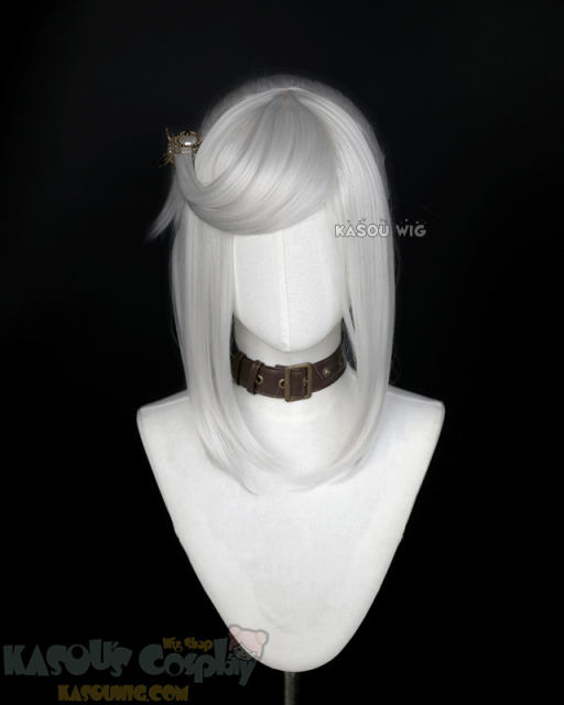 S-3 / KA002 silver white ponytail base wig with long bangs