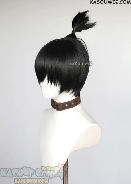 Chainsaw Man Aki Hayakawa black bob wig with pre-tied ponytail