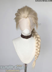 Lace Front>> Queen Elsa pale blonde long braid cosplay wig